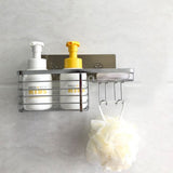 Wall Mounted Bathroom Shelf Organizer with Rustproof Stainless Steel Wire Basket and Hooks, No V1370-AZ4-09987