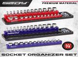 SEDY Magnetic Socket Holder Organizer Set Detachable 1/4 Drive Metric SAE Tool V465-87041