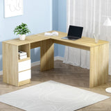 Artiss Computer Desk Drawer Cabinet L-Shape Oak 136CM FURNI-B-DESK-L-002-WD-AB