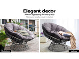 Gardeon Outdoor Chairs Outdoor Furniture Papasan Chair Wicker Patio Garden Grey ODF-PAPASAN-CH-GE