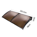 Instahut Window Awning Door Canopy 1m x 2m Brown AWN-PC6-1X2-BR