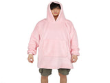 Hooded Blanket Fleece Flannel Hoodie Warm Clothes with Pocket Oversized Free SizePink V1294-YM0901-3117200157812