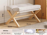 White Foldable Ottoman & Padded Footstool with Velcro Stability - Cotton Linen Portable Office Leg V888-ELOSUNG494236