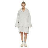 White Oversized Wearable Blanket Hoodie - Ultra Soft & Cozy Snuggle Pullover for Adults V888-ELOSUNG33445