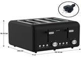 Pronti Silver Noir Collection 4 Slice Toaster and Kettle Bundle KTTS-C02-GST-BK