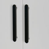 80x200cm 2-Door White Steel Hanging Wardrobe with Black Handle Storage Cabinet V63-956741