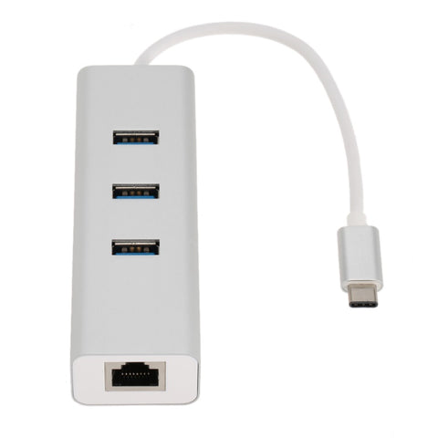 ASTROTEK USB-C Type-C to LAN + 3 Ports USB3.0 Hub Gigabit RJ45 Ethernet Network Adapter Converter V177-L-CBAT-USBCLAN