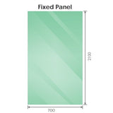 70x210cm Glass Shower Screen with White U-Brackets V63-921831