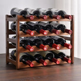 Bamboo Stackable Modular Freestanding Countertop Wine Shelf Rack V63-843051