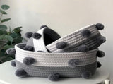 Cotton Rope Knitting With Fur Ball Storage Basket Snacks Keys Sundries Basket V1294-YM0523-220209HJ01-2