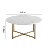 White Marble Effect Round Coffee Table with Gold Legs V264-TAB-719C-WHE-GD