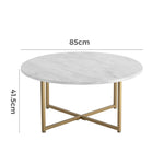 White Marble Effect Round Coffee Table with Gold Legs V264-TAB-719C-WHE-GD