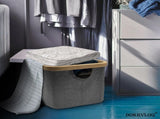 Collapsible Laundry Basket 50L Grey Bamboo Fabric Foldable Clothes Storage Hamper Space Saving, 50L V1237-ZY00B09MC4BP11