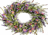 24 Inch Spring and Everyday Greenery Wild Wreath for Front Door, Mixed Green Leaves and V1258-DP02-C-2650