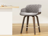 Artiss Bar Stools Swivel Velvet Padded Wooden BA-TW-8908-GY