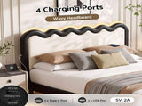 Artiss Double Bed Frame, Floating Design with RGB LED and USB Charging BFRAME-G-NUBO-D-BW-AB