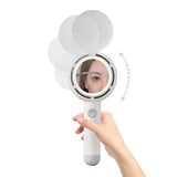 Mini Handheld Fan with LED Light Makeup Mirror Rechargeable Portable Fan White V1263-JX-7309-2