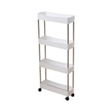 4-Tier Slim Storage Cart Bathroom Floor Standing Organizer Rolling Cart Corner Cabinet Shelving Unit V1369-AZ3-W-10217