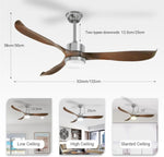 Modern Ceiling Fan with Lights, Remote, Brown V178-21291