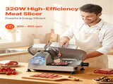 Commercial Meat Slicer, 320W Electric Deli Food Slicer with 300mm Carbon Steel Blade, Built-In V952-SYDRQPJ320WBFUZ7V001V3