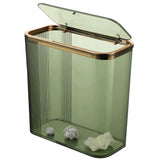 Plastic Slim Waste Basket, Clear Garbage Bin with Press Top Lid, 12.2" x 5.5" x 11.8" Space-Saving V1369-AZ3-W-08791