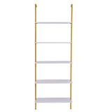 Industrial Square Pipe Shelf 5 Tier 64x30x182.5cm Wall-Mount Gold White V952-JSGZWJFGHMBJJLPOLV0