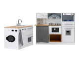 Keezi Kids Kitchen Playset 2-Piece Wooden Pretend Play Coffee Maker Toy 80CM White PLAY-WOOD-COMBINATION-WH