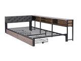Artiss Bed Frame Single Size with 2 Drawers and Charging Station Metal Corner Bed Base MBED-C-LSHA-S-ABC