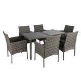 Rural Style Outdoor Grey Wicker 6 Seater Dining Set V264-OTF-527S-DGR
