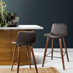 Artiss Bar Stools Kitchen Counter Barstools Leather Wooden Chairs x2 BA-TW-8701-BZX2