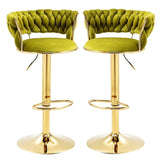 SERENIT 2x Height Adjustable Swivel Bar Stool Velvet Golden Base Barstools Chairs Padded Seat Olive V255-GP1762_OLIVEGREEN