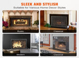Fireplace Screen Single Panel, Sturdy Iron Mesh Fireplace Screen, 906MM Spark Guard V952-BLMHSJY3545I7H0S1V0