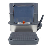 P&P Jumbo Stainless Steel Cat Litter Box for Multi-Cats Large Toilet Box with Removable Lid V767-P-ZM1828