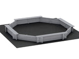 Keezi Kids Sandpit Wooden Round Sand Pit with Cover Bench Seat Beach Toys 182cm Grey SAND-OCTA-177-GR