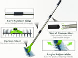 2-in-1 Adjustable Lawn Dethatcher Rake, Ergonomic High-Carbon Steel Garden Rake with Dual-Sided V1188-MS-909-016