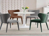 VELLUTO Modern Kitchen Dining Rooms Faux Leather Flannel Accents Metal Vanity Lounge V255-VE-DICH-BROWN-908