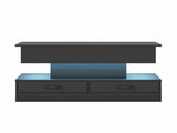 LED Lift Top Coffee Table in Black with 2-Tier Design and Drawers for Living Room LSB-59307