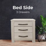 Foxglove Bedside Tables 3 Drawers Storage Cabinet Shelf Side End Table - White V315-V-FLOR-003