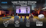 Laser Outdoor Cinema Full HD Projector, 144" Screen & Soundbar V1031-PJT-BYCBL-040