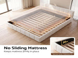 Artiss Double Bed Frame with Charging, LED Lights & Tufted Headboard BFRAME-I-PUFF-D-WH-AB