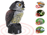 Horned Owl Decoy and 360&deg Rotating Head Owl Statue to Scare Birds Away for Patio Yard Garden V1294-YM0717-10182594
