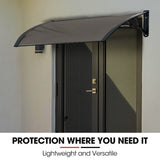 SHADE SHIELD 1x1m Aluminium Exterior Awning, Black DIY External UV Rain Protection Grey Tinted V219-OAWFIXSS11GA