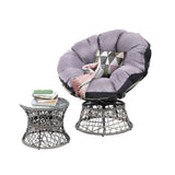 Gardeon Outdoor Lounge Setting Papasan Chair Wicker Table Garden Furniture Grey ODF-PAPASAN-CHTB-GE