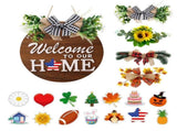 Welcome Sign for Front Door Density Board Hanging Round Plaque Front Door Sign Wreath Decoration for V1294-YM0901-3115240113911