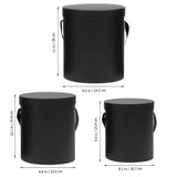 3Pcs Black Round Flower Boxes Cylindrical Paper Bouquet Storage Packaging V1192-AZ-W-24839