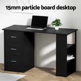 Artiss Desk & Chair Set 120cm Computer Desk with 3 Drawers & Open Shelves, Ergonomic Armless FURNI-DESK120-1142-BK