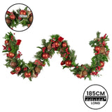 Christabelle 1.85m Christmas Garland with Red Berries Pine Cones Baubles Bows Tree Decoration O 112_GUE511