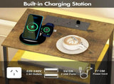 Nightstand with RGB LED Light and Charging Station, Brown, 40x30x70cm V178-59299