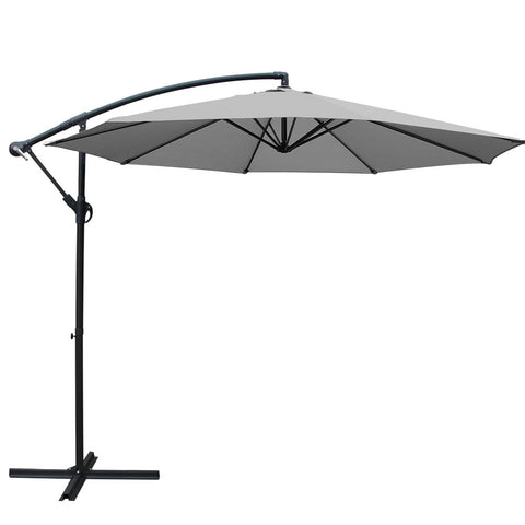 Instahut 3m Outdoor Umbrella Cantilever Beach Garden Patio Grey UMB-BAN-8RIB-GR