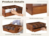 Tea Bag Organizer with Drawer, Wooden Tea Box Organizer with Clear Dividers, Double Layer Tea V1192-AZ-W-18461